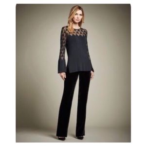 CARLISLE • Black Knit Side Zip Straight Leg Pants